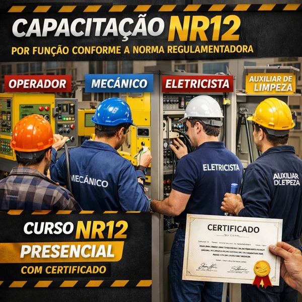 Capacitação NR12 por função conforme a norma regulamentadora