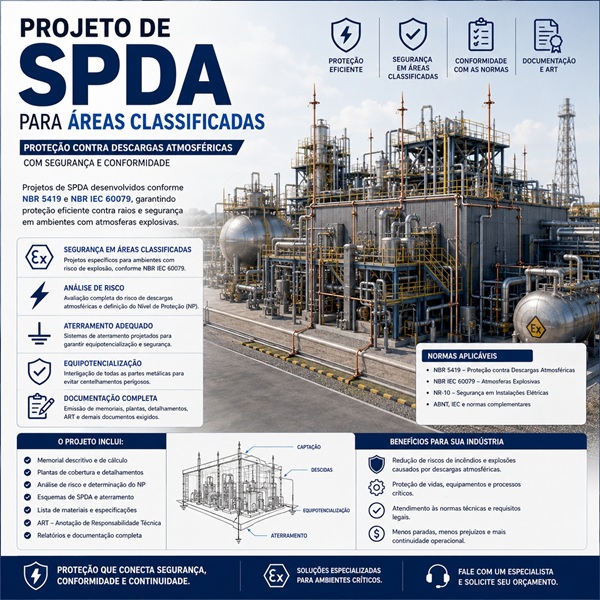 Projeto de SPDA para áreas classificadas